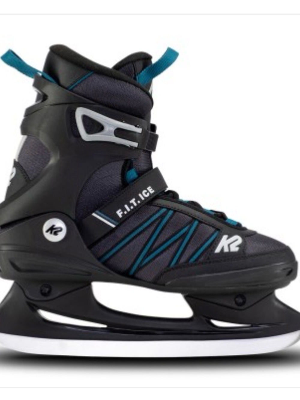 UNWORN K2 Kids F.I.T. Ice Skate - Black with Teal Accents